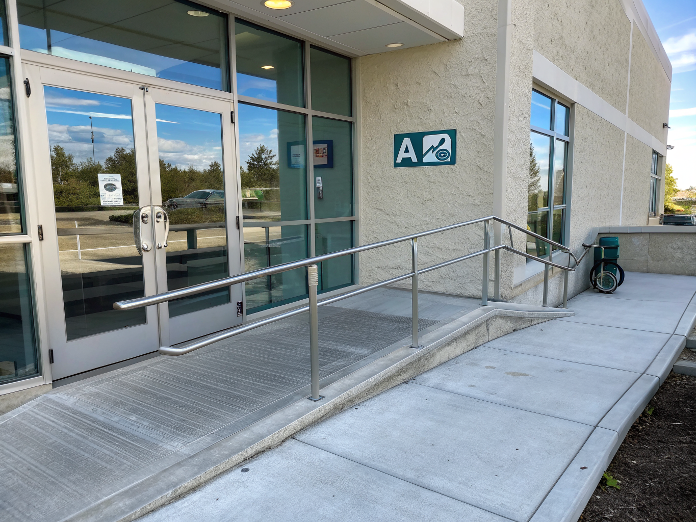 Newly installed ADA compliant concrete ramp