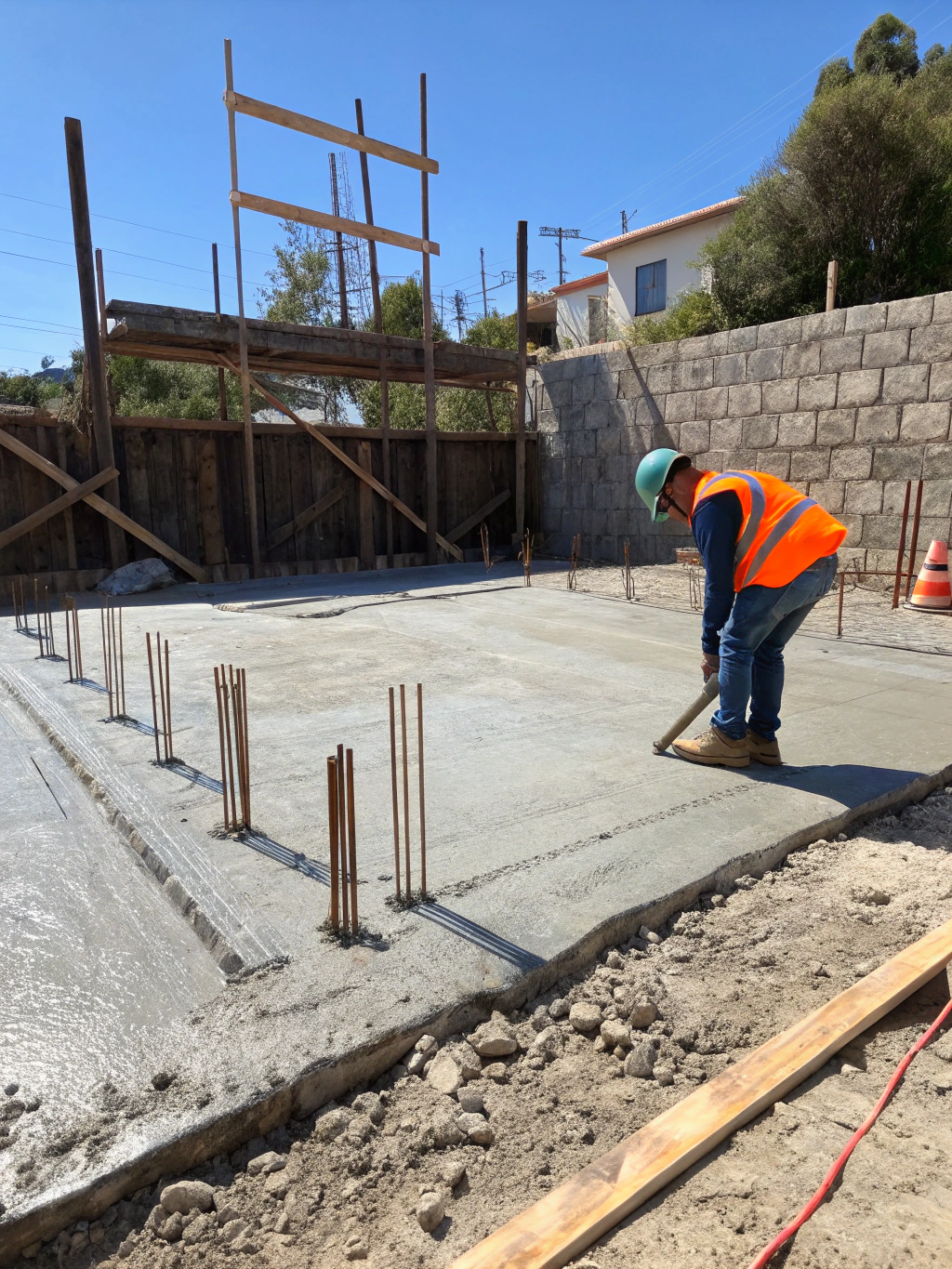 Heavy commercial concrete foundation pouring