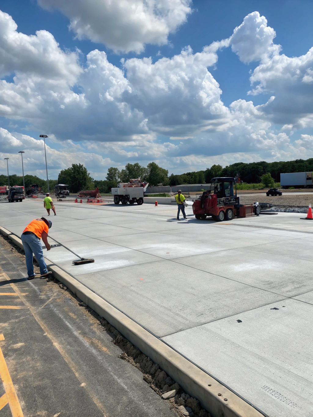 Commercial concrete parking lot paving
