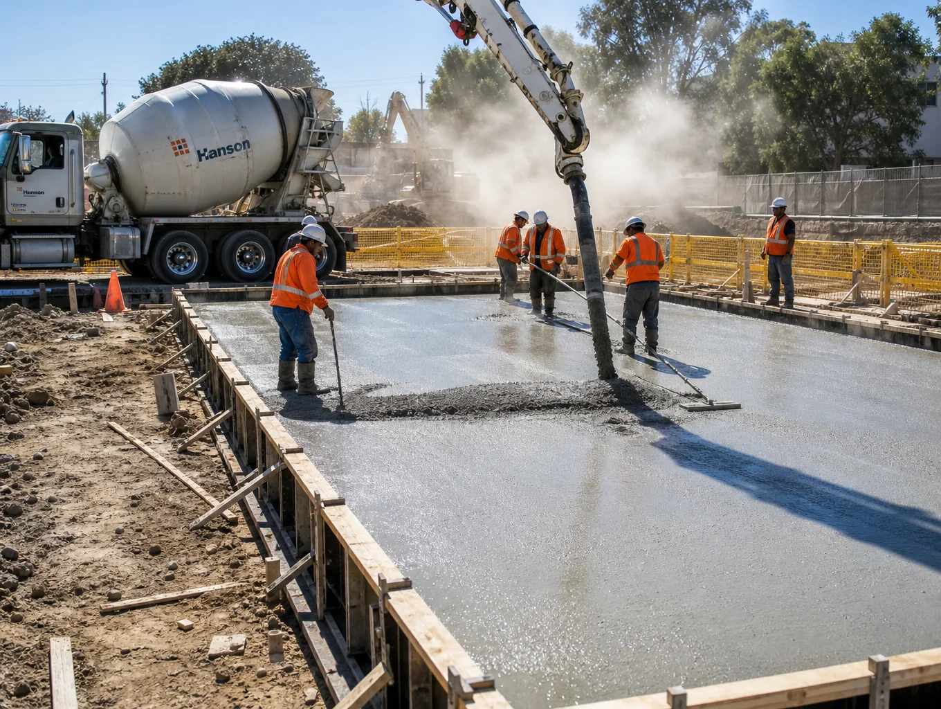 Heavy-duty concrete infrastructure project site in Atlanta showing professional site preparation and pouring