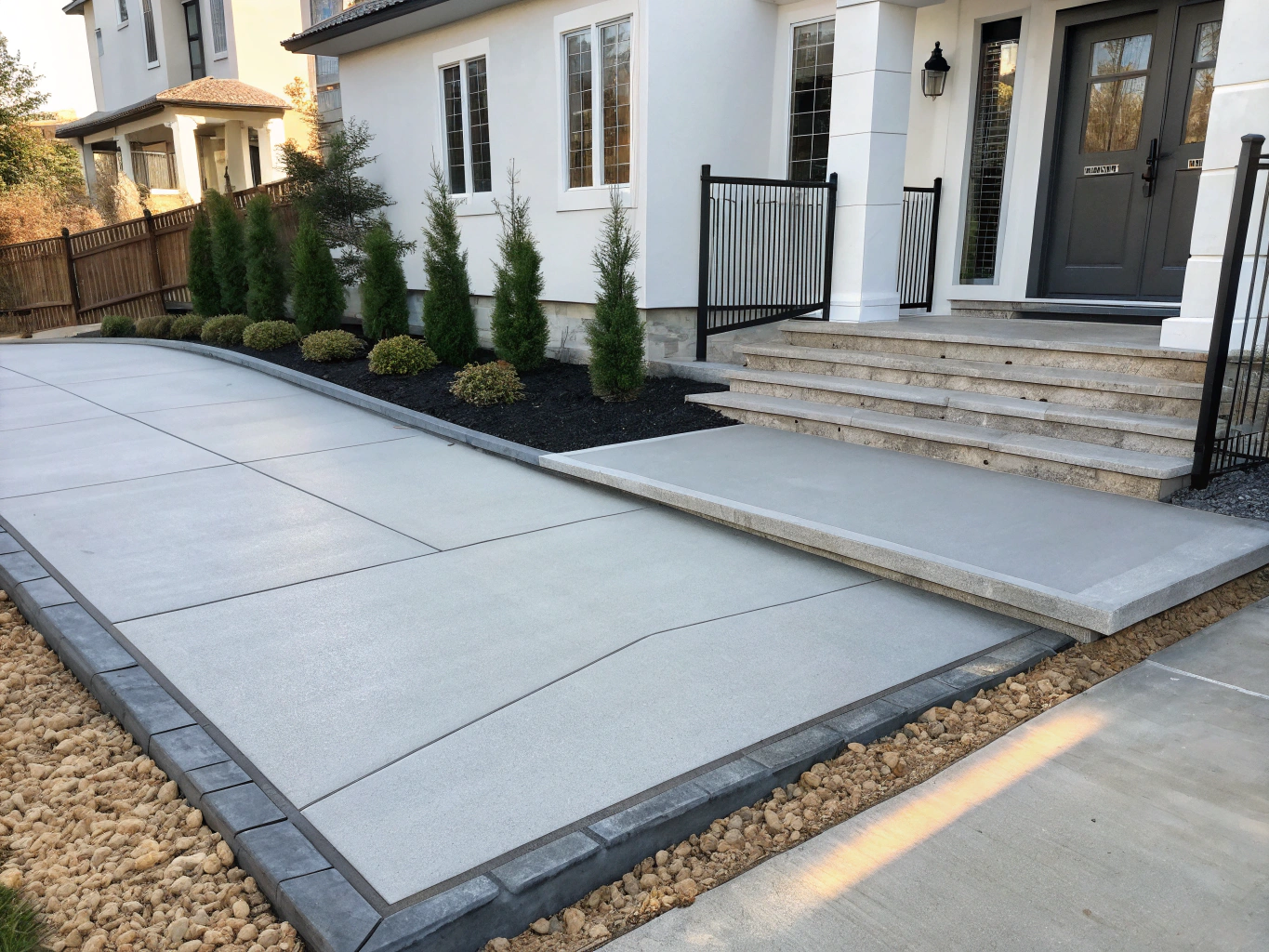 Residential concrete driveway and walkway